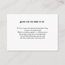 Minimalistisch vrijgezellenfeest recept voor bruid informatiekaartje