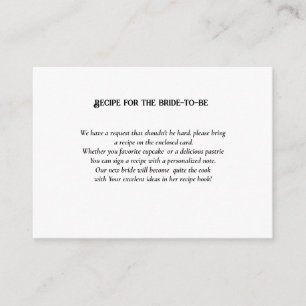 Minimalistisch vrijgezellenfeest recept voor bruid informatiekaartje
