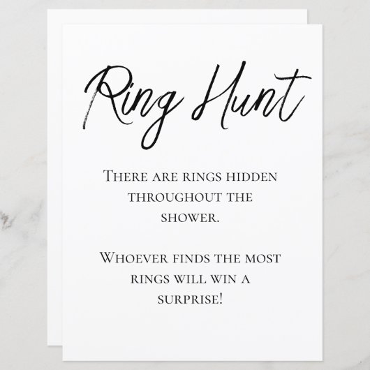 Minimalistisch Vrijgezellenfeest Ring Hunt spel (Voorkant / Achterkant)