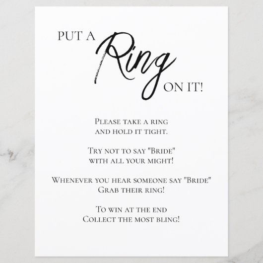 Minimalistisch Vrijgezellenfeest Ring spel (Voorkant)