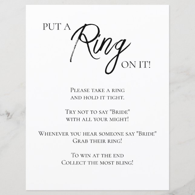 Minimalistisch Vrijgezellenfeest Ring spel (Voorkant)