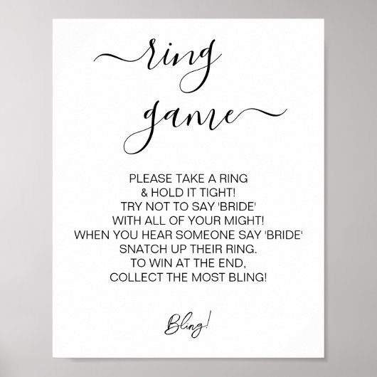 Minimalistisch Vrijgezellenfeest Ring spel bruilof Poster (Voorkant)