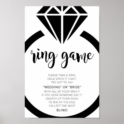 Minimalistisch Vrijgezellenfeest Ring spel teken Poster (Voorkant)