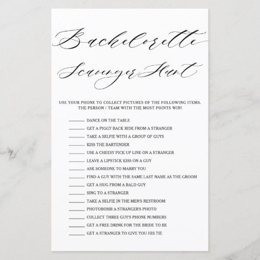 Minimalistisch Vrijgezellenfeest Scavenger Hunt Ga (Voorkant)