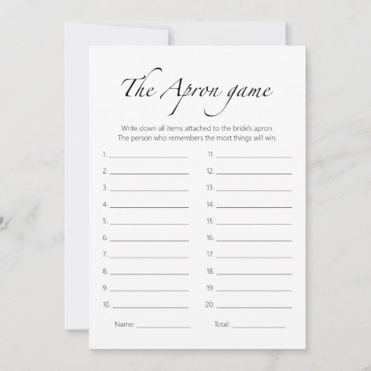 Minimalistisch Vrijgezellenfeest Schort Memory Gam Kaart (Voorkant)