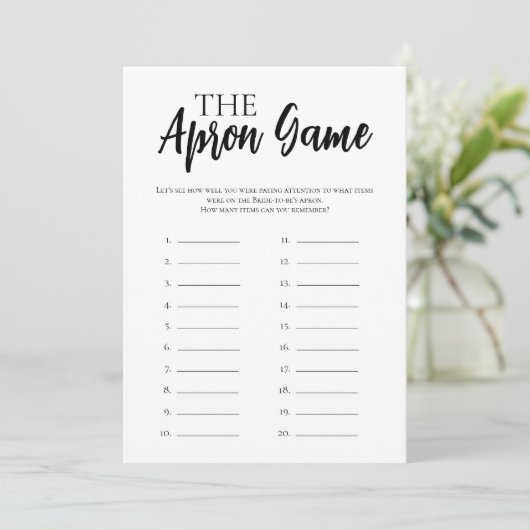 Minimalistisch Vrijgezellenfeest Schort Memory Gam Kaart (Staand voorkant)