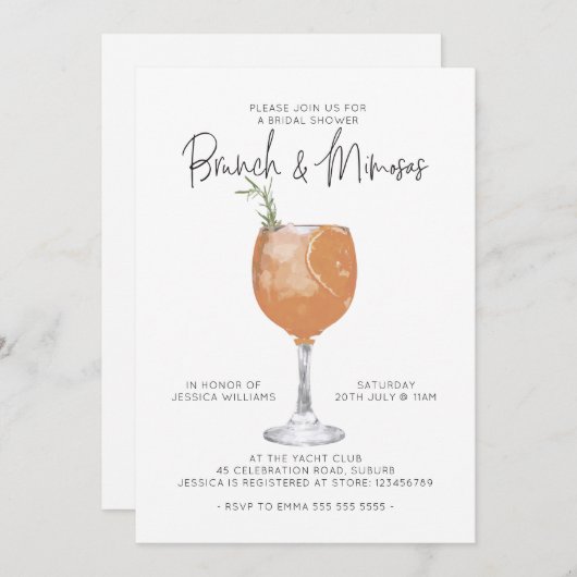 Minimalistisch Vrijgezellenfeest van Brunch en Mim Kaart (Voorkant / Achterkant)