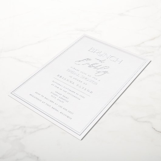 Minimalistisch Vrijgezellenfeest van de zilver van Folie Uitnodiging (Gedraaid)