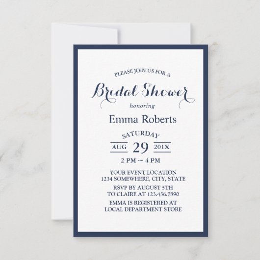 Minimalistisch Vrijgezellenfeest van marineblauw L Kaart (Voorkant)