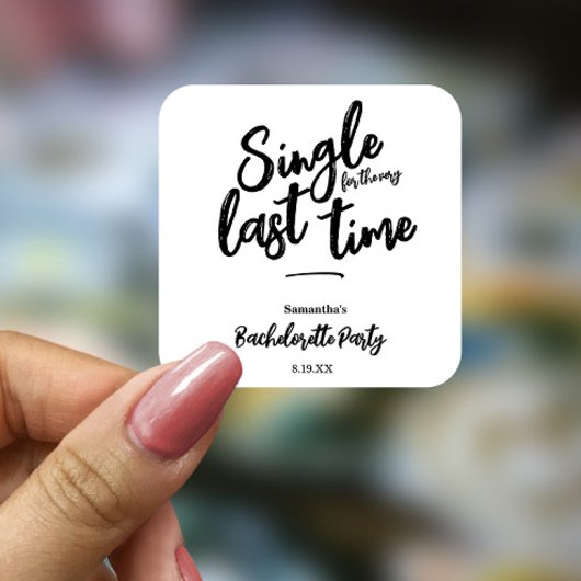 Minimalistisch vrijgezellenfeest  vierkante sticker