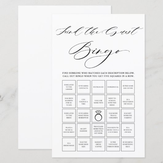 Minimalistisch Vrijgezellenfeest Vind het Game van (Voorkant / Achterkant)