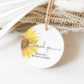 Minimalistisch vrijgezellenfeest voor zonnebloemen bedankjes labels