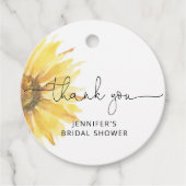 Minimalistisch vrijgezellenfeest voor zonnebloemen bedankjes labels (Voorkant)