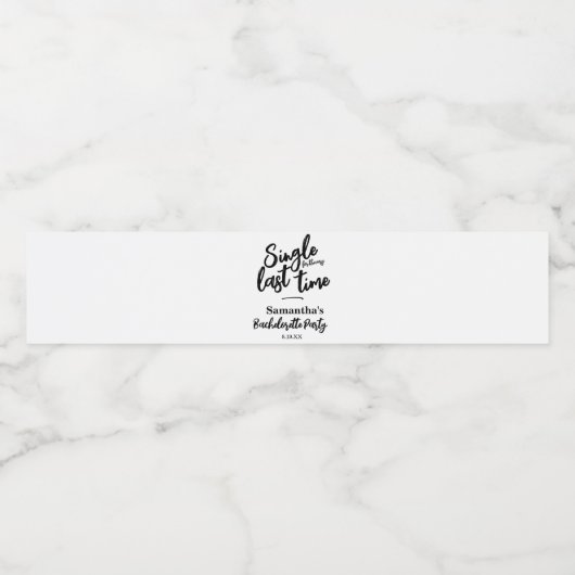 Minimalistisch vrijgezellenfeest  waterfles etiket (Enkel label)