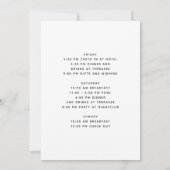 Minimalistisch vrijgezellenfeest-weekendprogramma kaart (Achterkant)