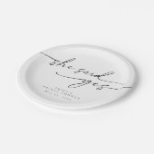 Minimalistisch Vrijgezellenfeest zei ze ja Papieren Bordje (Gekanteld)