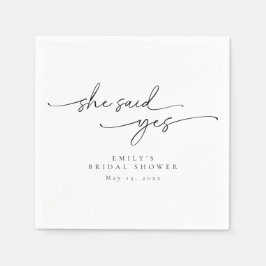 Minimalistisch Vrijgezellenfeest zei ze ja servett Servet