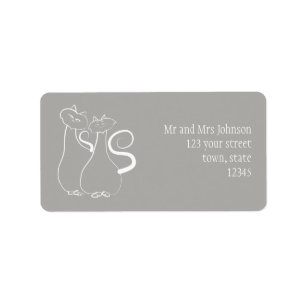 Minimalistisch Vrijhand Paar Katten Adreslabel Etiket