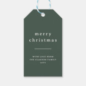 Minimalistisch Vrolijk Kerstfeest & Familienaam Gr Cadeaulabel (Voorkant)