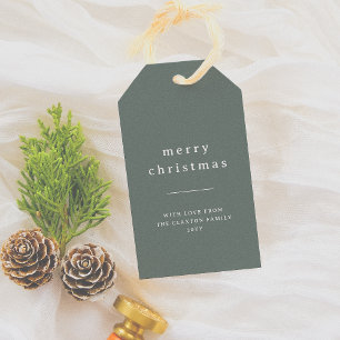 Minimalistisch Vrolijk Kerstfeest & Familienaam Gr Cadeaulabel
