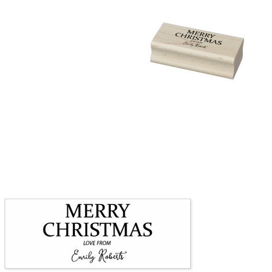 Minimalistisch Vrolijk Kerstfeest met liefde Label Rubberstempel (Gestempeld)