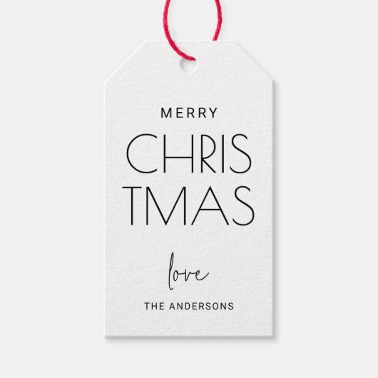 Minimalistisch vrolijk kerstfeest | Moderne vakant Cadeaulabel (Voorkant)