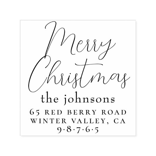 Minimalistisch vrolijk kerstfeest & serieus retour  zelfinktende stempel (Design)