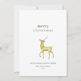 Minimalistisch Vrolijk Kerstmis Goud Rendier Feestdagenkaart