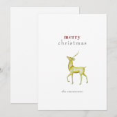 Minimalistisch Vrolijk Kerstmis Goud Rendier Feestdagenkaart (Voorkant / Achterkant)