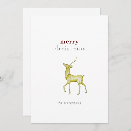 Minimalistisch Vrolijk Kerstmis Goud Rendier Feestdagenkaart (Voorkant / Achterkant)