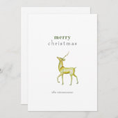 Minimalistisch Vrolijk Kerstmis Goud Rendier Feestdagenkaart (Voorkant / Achterkant)