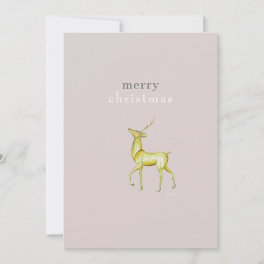 Minimalistisch Vrolijk Kerstmis Goud Rendier Feestdagenkaart (Voorkant)