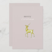 Minimalistisch Vrolijk Kerstmis Goud Rendier Feestdagenkaart (Voorkant / Achterkant)