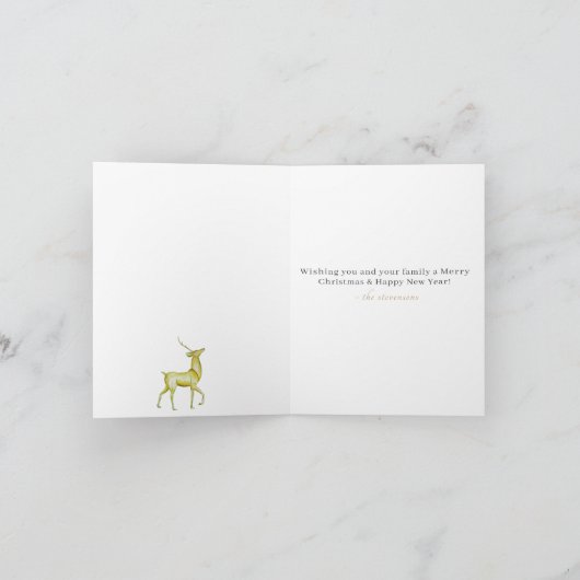 Minimalistisch Vrolijk Kerstmis Goud Rendier Kaart (Binnen)