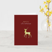 Minimalistisch Vrolijk Kerstmis Goud Rendier Kaart (Gele Bloem)