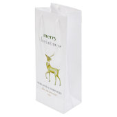 Minimalistisch Vrolijk Kerstmis Goud Rendier Wijn Cadeautas (Achterkant Gekanteld)