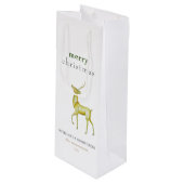 Minimalistisch Vrolijk Kerstmis Goud Rendier Wijn Cadeautas (Voorkant Gekanteld)