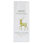 Minimalistisch Vrolijk Kerstmis Goud Rendier Wijn Cadeautas (Voorkant)