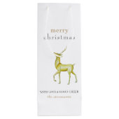 Minimalistisch Vrolijk Kerstmis Goud Rendier Wijn Cadeautas (Achterkant)