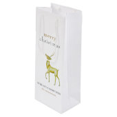 Minimalistisch Vrolijk Kerstmis Goud Rendier Wijn Cadeautas (Voorkant Gekanteld)