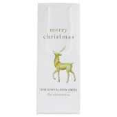Minimalistisch Vrolijk Kerstmis Goud Rendier Wijn Cadeautas (Voorkant)