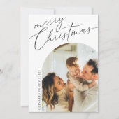 Minimalistisch vrolijk kerstscript 5 foto feestdagenkaart (Voorkant)