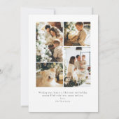 Minimalistisch vrolijk kerstscript 5 foto feestdagenkaart (Achterkant)