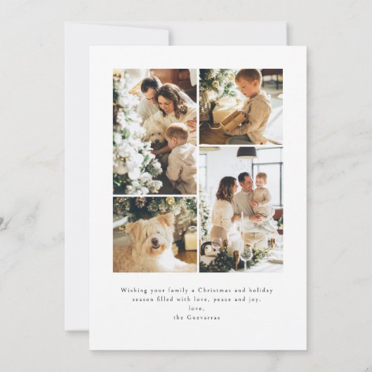 Minimalistisch vrolijk kerstscript 5 foto feestdagenkaart (Achterkant)
