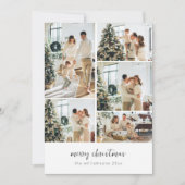 Minimalistisch vrolijk kerstscript 6 fotocollage feestdagenkaart (Voorkant)