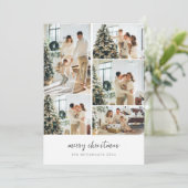Minimalistisch vrolijk kerstscript 6 fotocollage feestdagenkaart (Staand voorkant)