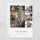 Minimalistisch vrolijk kerstscript 9 fotorooster feestdagenkaart (Voorkant)