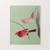 Minimalistisch Vrouw met rode kardinaal Legpuzzel (Verticaal)