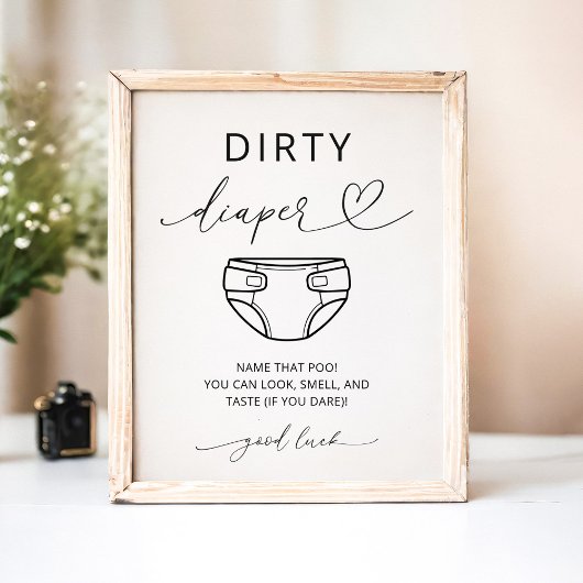 Minimalistisch vuile luier babyshower feest bord poster
