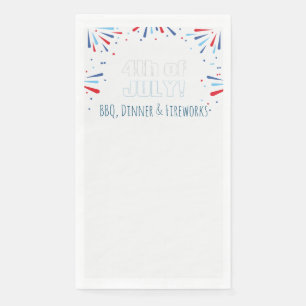 Minimalistisch Vuurwerk met Vierde van Juli Tekst Servet